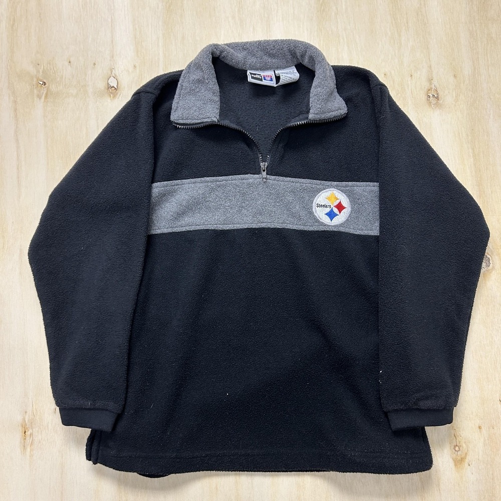 VTG Pittsburgh Steelers Sweatshirt Youth Medium Black NFL Football Puma Fleece